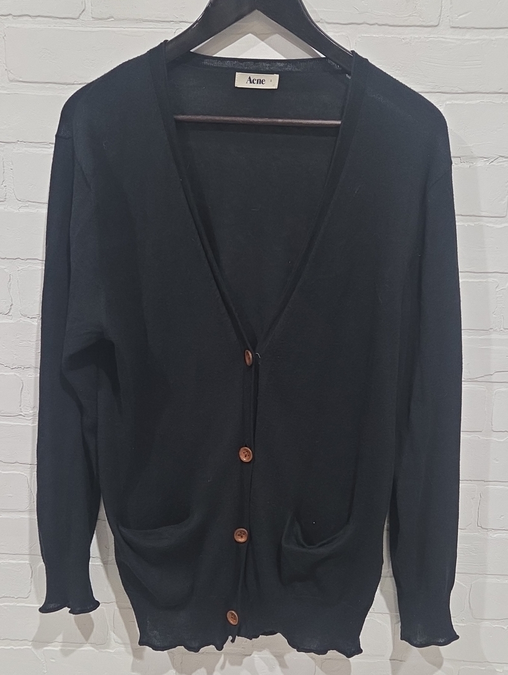 Acne Black V-Neck Button-Front Cardigan